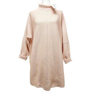 Womens Knitted Sweater Dress Fall Long Sleeve Turtleneck over Size Dress Size M